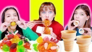 'ASMR Gummy Food VS Real Food VS Jelly Food Challenge By LiLiBu #3'