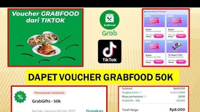 'DAPET VOUCHER GRABFOOD 50 RIBU DARI TIKTOK ~ TINGGAL PILIH VOUCHER YANG 50K DAN 25K BIAR MANTAP!'