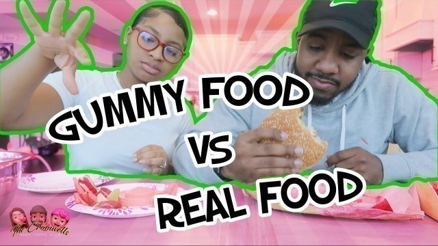 'Gummy Food vs Real Food Mukbang Challenge The Cromwells'