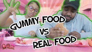 'Gummy Food vs Real Food Mukbang Challenge The Cromwells'