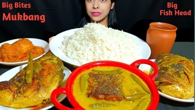 'BIG BITES*BIG FISH HEAD AND RICE EATING | SIMPLE HOMELY FOOD | EATING SHOW | MUKBANG'