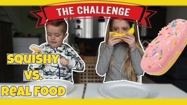 'SQUISHY VS REAL FOOD CHALLENGE !! - Broer en Zus TV VLOG #139'