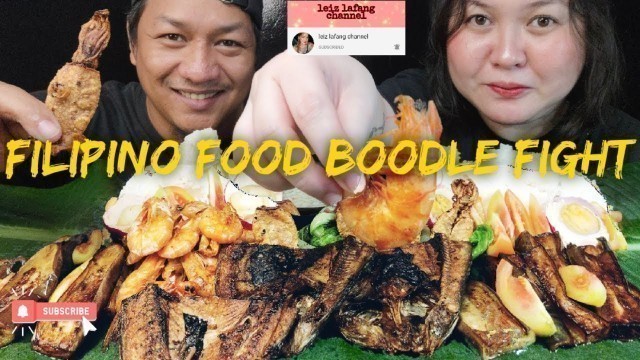 'FILIPINO FOOD BOODLE FIGHT + ONLINE COLLAB WITH @leiz lafang channel FILIPINO FOOD MUKBANG'