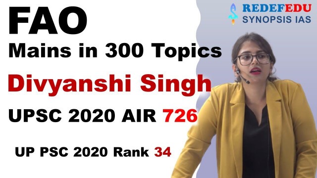 'Food and Agriculture Organization | IR | Mains in 300 Topics | Divyanshi Singh | UPSC'