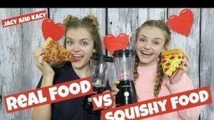 'Real Food vs Squishy Food ~ Valentine Smoothie Challenge ~ Jacy and Kacy'