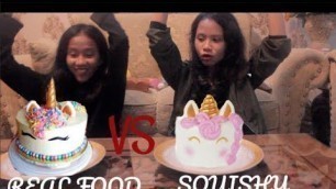 'UNICORN CAKE?!?! SQUISHY VS REAL FOOD CHALLENGE INDONESIA | Nadya Safira'