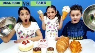 'Squishy food vs real food challenge! HZHtube Kids Fun'