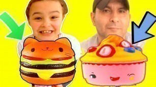 'SQUISHY FOOD VS. REAL FOOD CHALLENGE JUMBO SQUISHIES! What\'s in the box and 3 MARKER CHALLENGE'