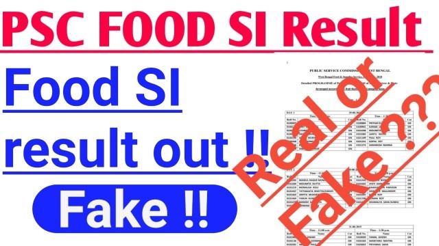 'PSC Food si result out !! Real or fake ??? Fake PDF ???'