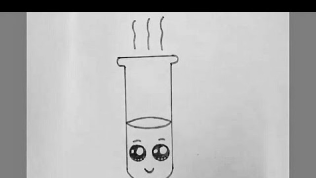 'How to draw a cute Test tube. Laboratory Test Tube. Cute Drawings.'