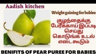 'perikkai puree in tamil | pear puree | first baby food| how to make perikkai puree | பேரீக்காய்'