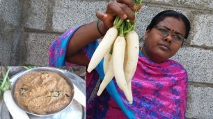 'Healthy White Radish Chutney Recipe for Idly / Dosa || Food Money Food'