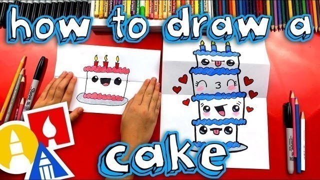 'How To Draw A Birthday Cake Tower (Folding Surprise)'