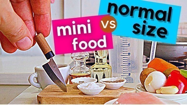 'MINI FOOD COOKING VS. LARGE FOOD COOKING CHALLENGE | 小さな食べ物vs大きな食べ物'