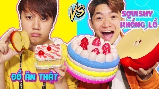 'ĐỒ ĂN SQUISHY KHỔNG LỒ VS ĐỒ ĂN THẬT - GIANT SQUISHY FOOD vs REAL FOOD!!'