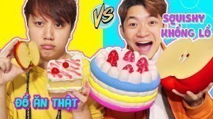 'ĐỒ ĂN SQUISHY KHỔNG LỒ VS ĐỒ ĂN THẬT - GIANT SQUISHY FOOD vs REAL FOOD!!'