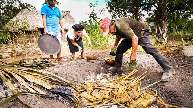 'Ancient MAYAN FOOD - Jungle Cooking in MAYA VILLAGE in Quintana Roo, Mexico!'